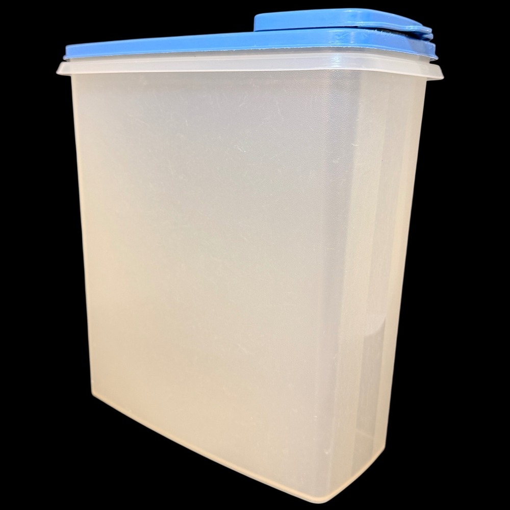 Tupperware Modular Mates Super Oval 4 Blue Flip Top Lid Clear 16.5 Cup Container